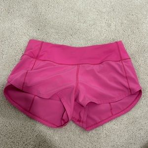 Lululemon size 2,sonic pink speed ups 2.5in. PERFECT CONDITION,No signs of wear